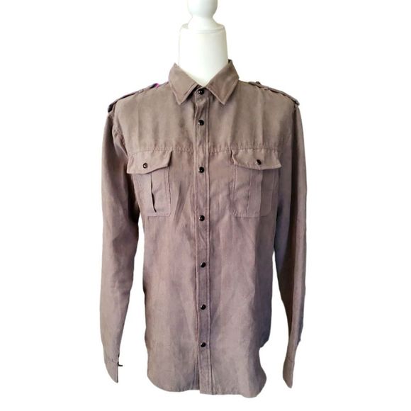 All Saints Tops - ALL saints Spitalfields sz lg black snap front military long sleeve shirt